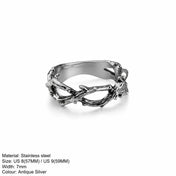Twisted Thorn Branch Ring — 7mm Gothic, Stainless Steel
