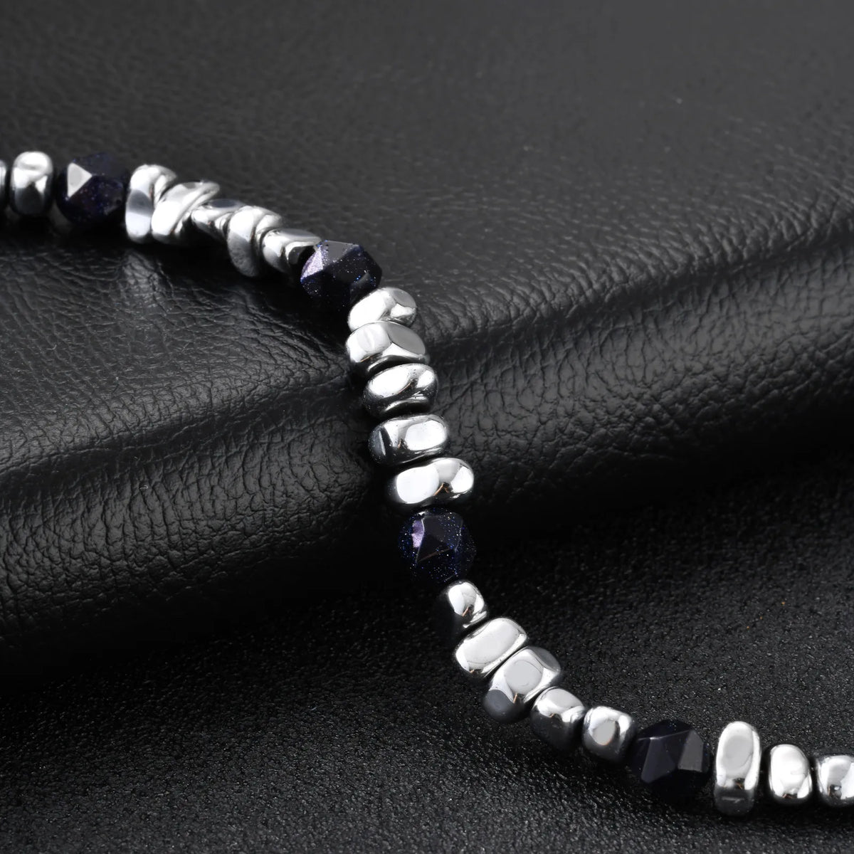 Adjustable Beaded Bracelet for Men — Stainless Steel