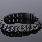 Matte Black Stainless Steel On Hand Bracelet for Men Fashion Men's Bracelets Retro 12MM Curb Link Chain Male Jewelry