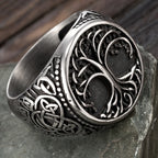Viking Tree Of Life Ring 316L Stainless Steel Distressed Grey Norse Mythology Symbol Retro Hip Hop Men Hand Jewelry For Male Hot