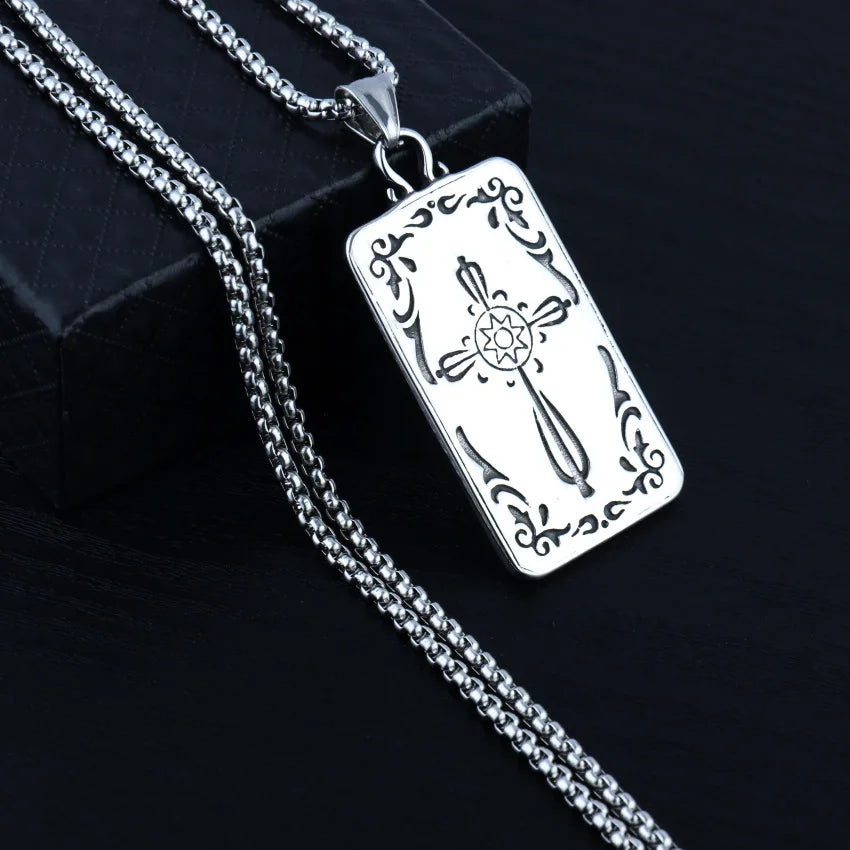 Silver Compass Pendant Necklace Stainless Steel