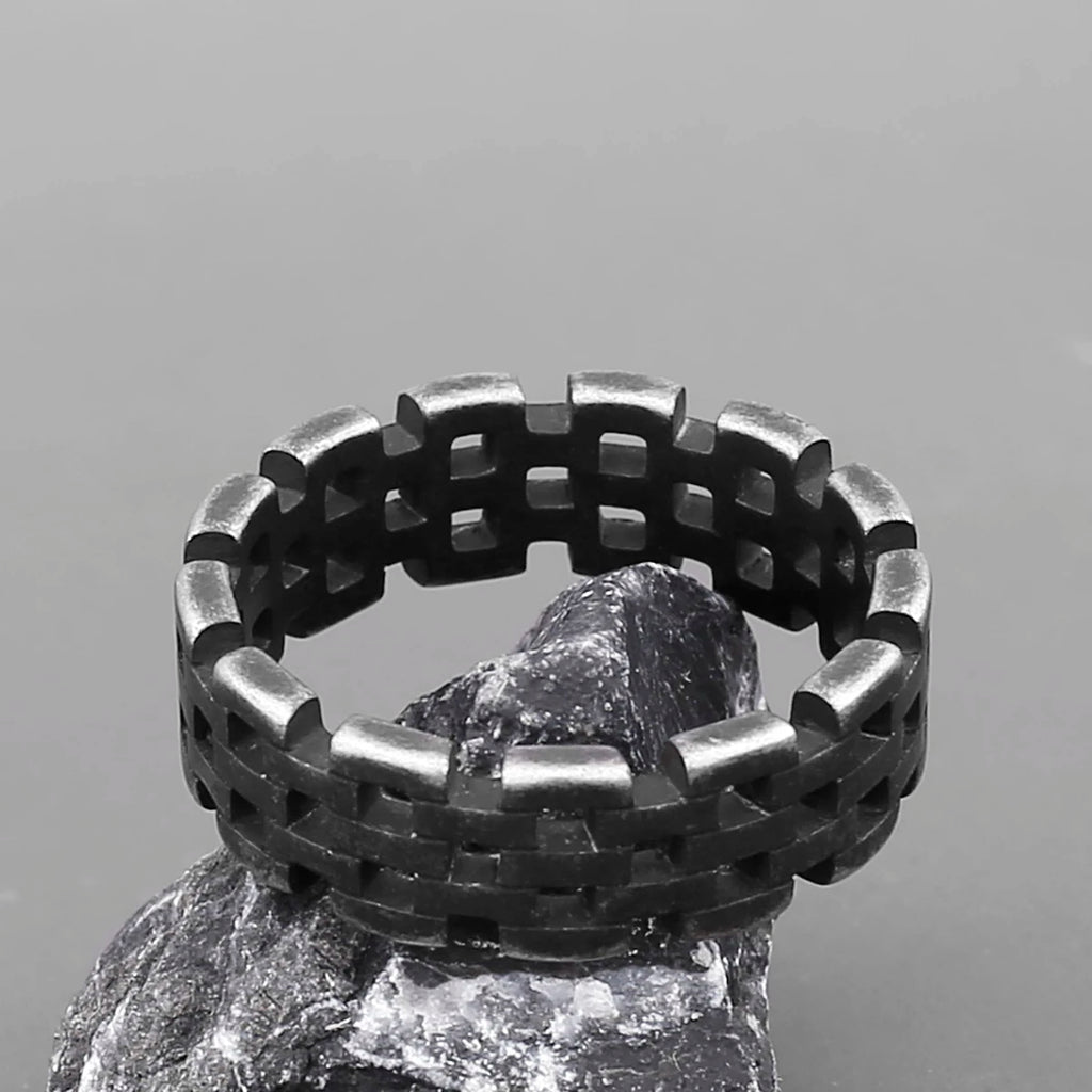 Simple Punk Retro Black Stainless Steel Mens Rings for Women Couple Lover Boy Girlfriend Biker Jewelry Creativity Gift