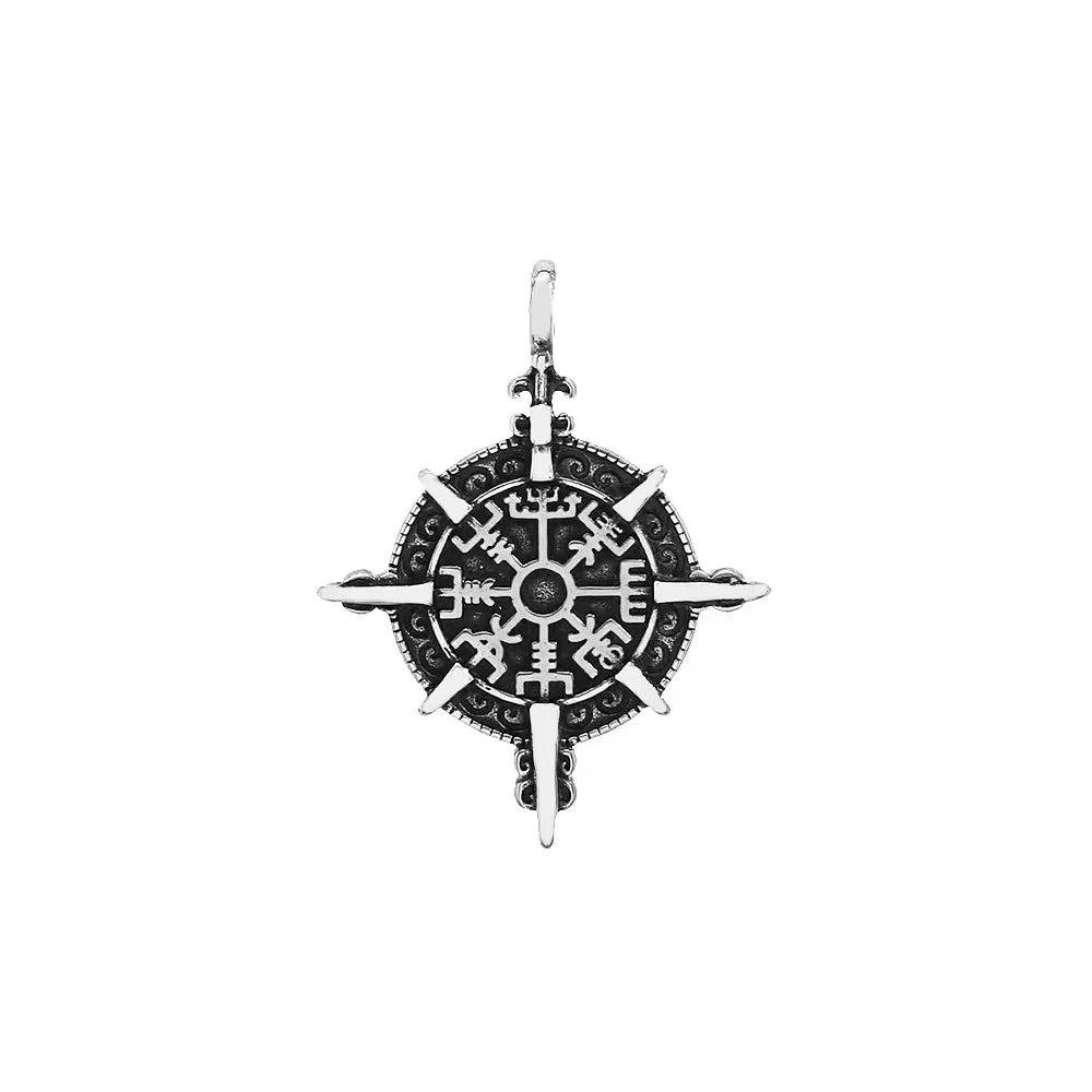 Viking Vegvisir Compass Pendant — Stainless