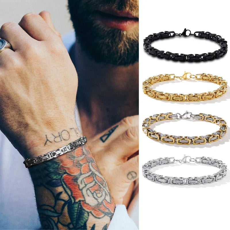 Byzantine Chain Bracelet 8mm — Stainless Steel