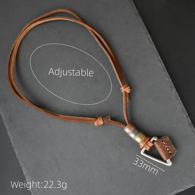 Leather Triangle Rope Chain Necklace — Zinc Alloy