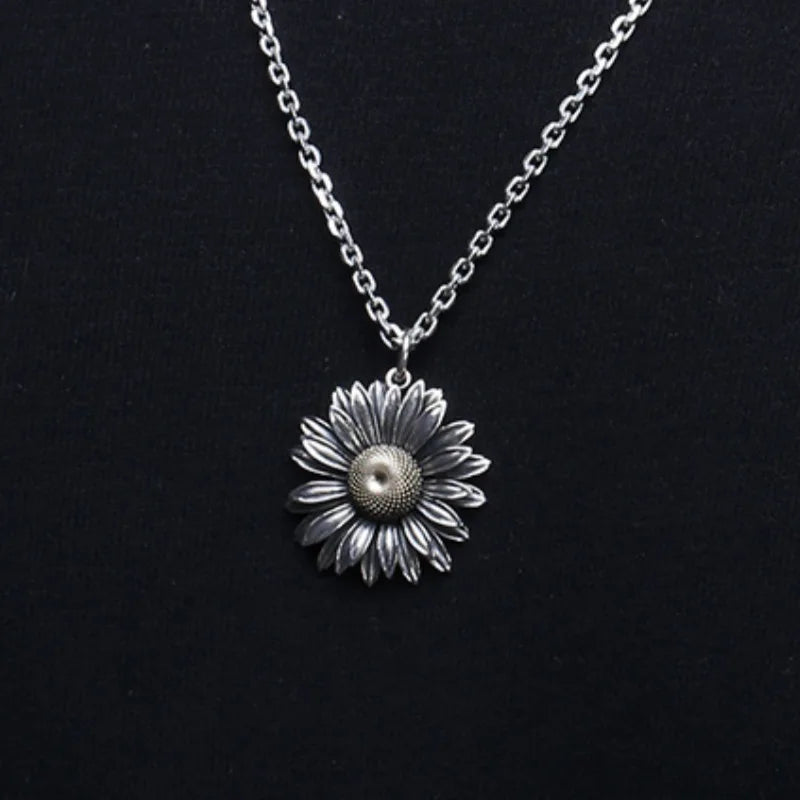 Silver-Tone Large Sunflower Pendant Necklace, 60cm