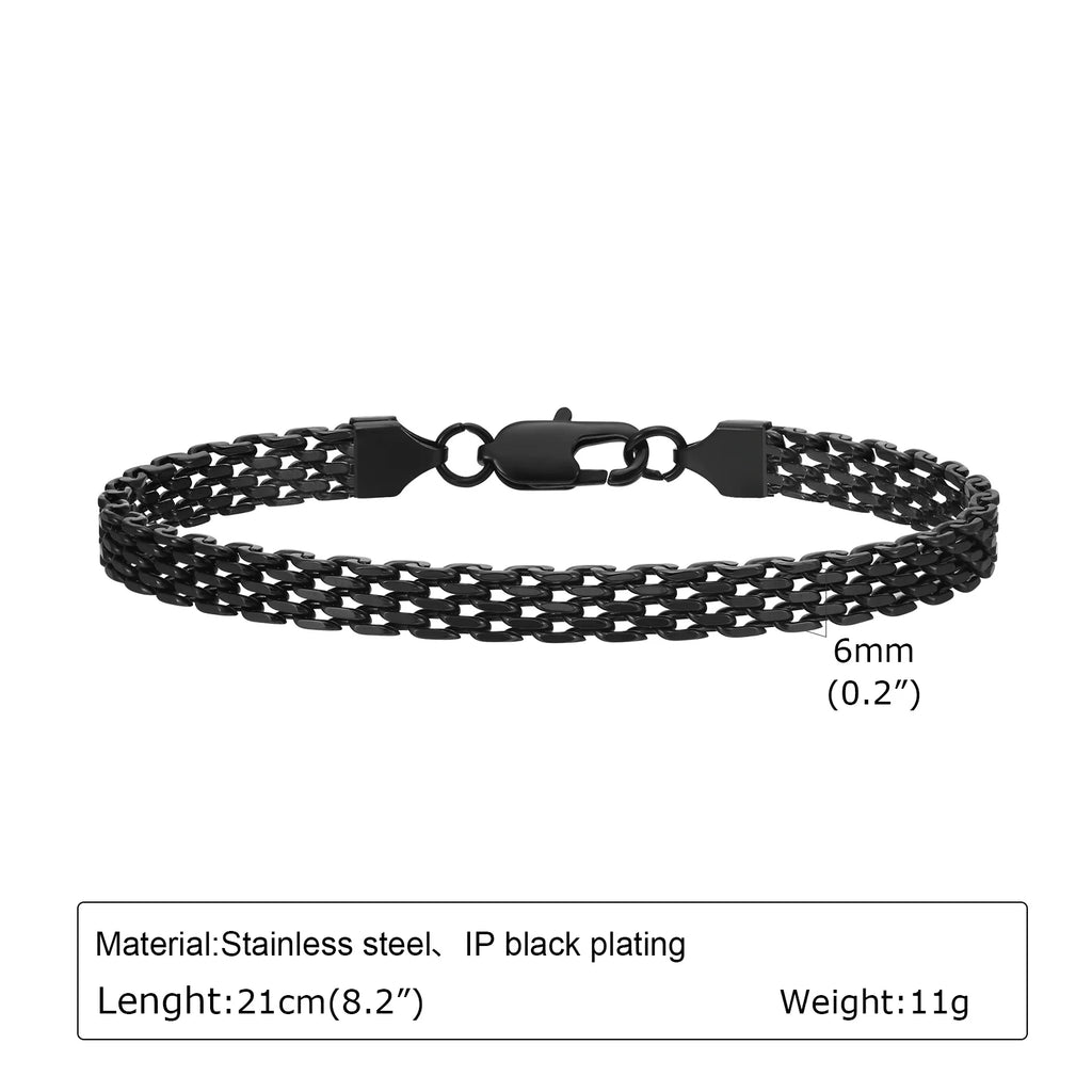 Black Byzantine Braided Bracelet — Stainless Steel