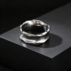 Men's Stainless Steel Vintage Irregular Hammered Ring High Polished 8mm Wide Band Ring Fashion Statement Jewelry Gift for Men