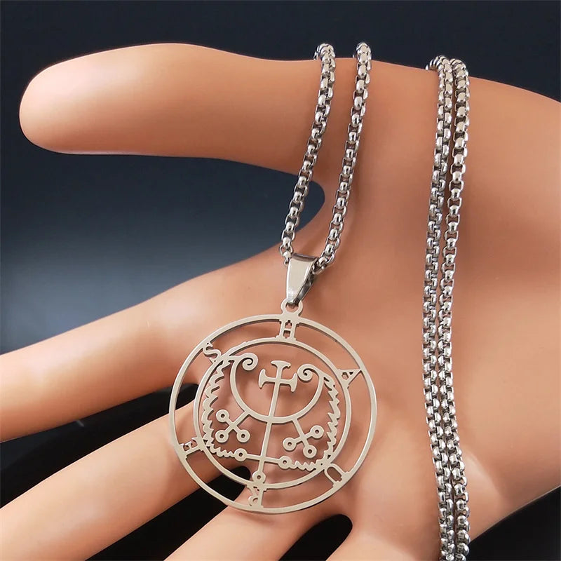 Satan Seal Silver Chain Necklace — Stainless Steel