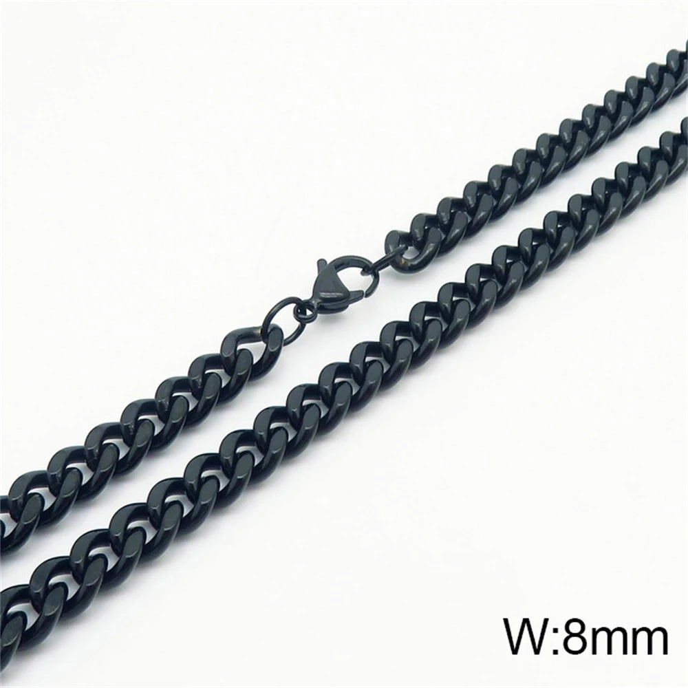 Punk Curb Cuban Link Chain Men Women Stainless Steel Long Necklace Fashion Tide Hip Hop Sweater Accessories Party Jewelry Gifts