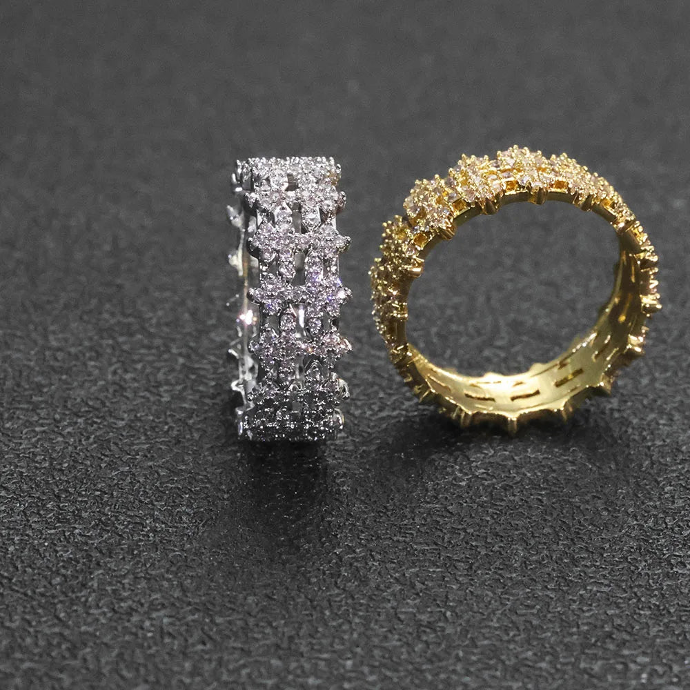 Cross Iced Out Cuban Ring Stainless Steel