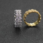 Cross Iced Out Cuban Ring Stainless Steel