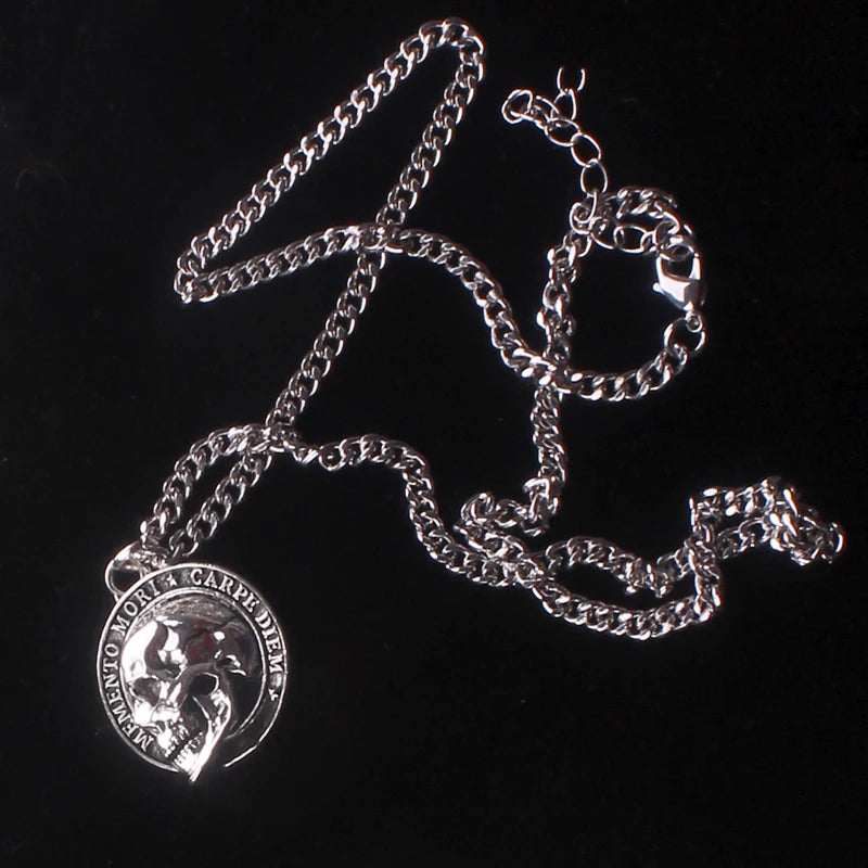 Memento Mori Letter Skull Necklace — Gothic