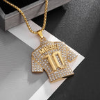 Full Zircon Pendant Necklace Hip Hop Cool Mumber 10 Super Soccer Star Fan Stainless Steel Clavicle Charming Jewelry Men