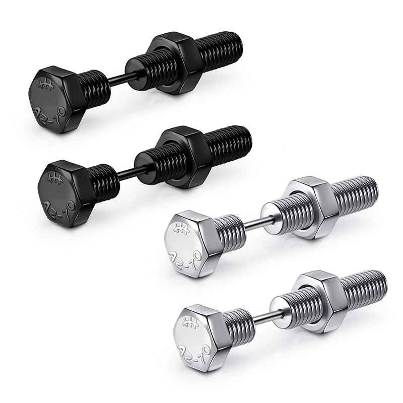 Gothic Nail Screw Piercing Stud Earrings — Stainless Steel