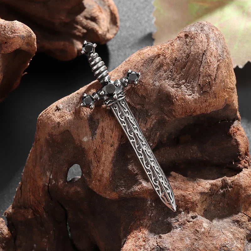 Black Cross Pendant Necklace Vintage Box Chain