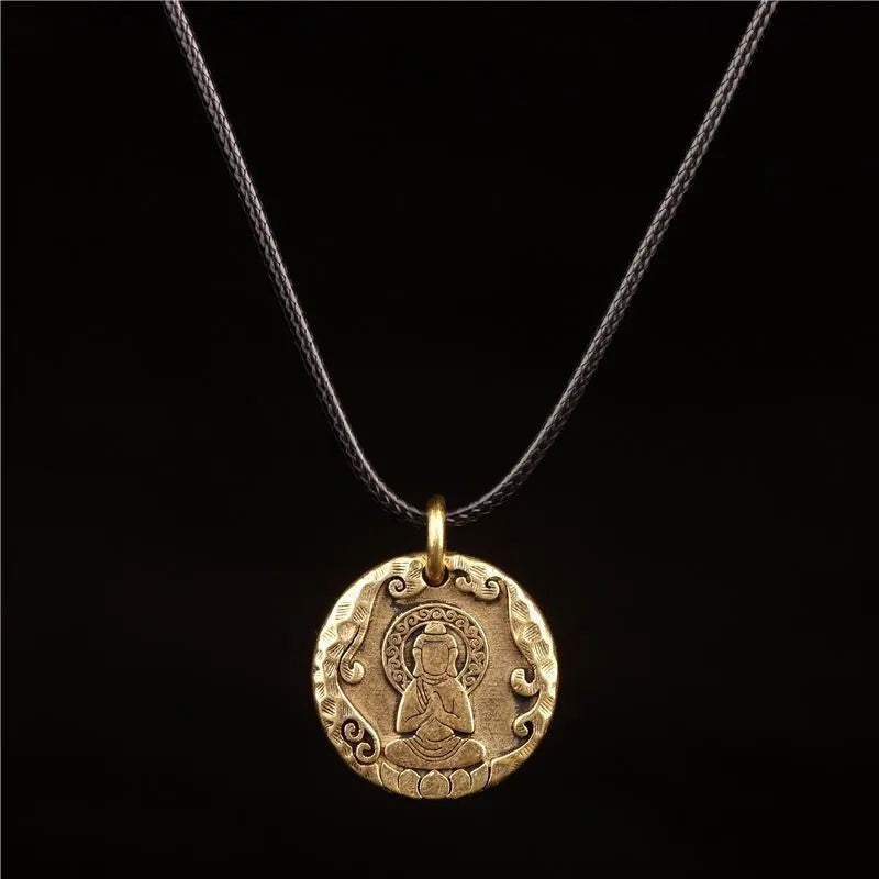 Tibetan Buddha Pendant Necklace — Copper Alloy