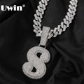 UWIN Initial Letter Pendant Iced Out 2 Layers Cubic Zirconia Block Letters Charms Fashion Alphabet Necklace Jewelry for