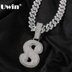 UWIN Initial Letter Pendant Iced Out 2 Layers Cubic Zirconia Block Letters Charms Fashion Alphabet Necklace Jewelry for