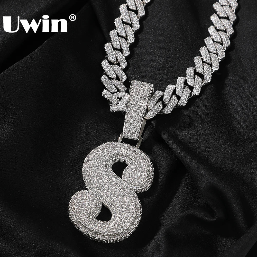 UWIN Initial Letter Pendant Iced Out 2 Layers Cubic Zirconia Block Letters Charms Fashion Alphabet Necklace Jewelry for