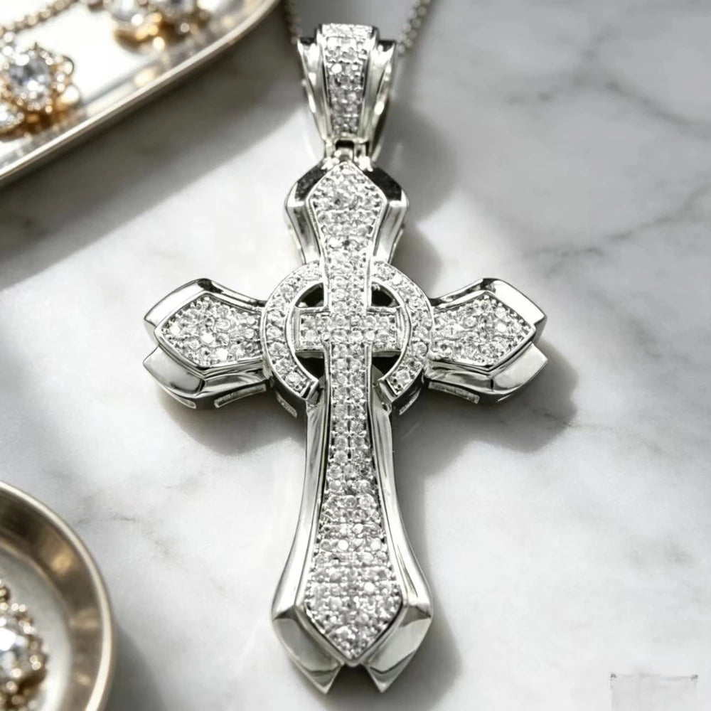 Silver Pendant Fully Set with Moissanite Certificate Included Festive Birthday Christmas Gift
