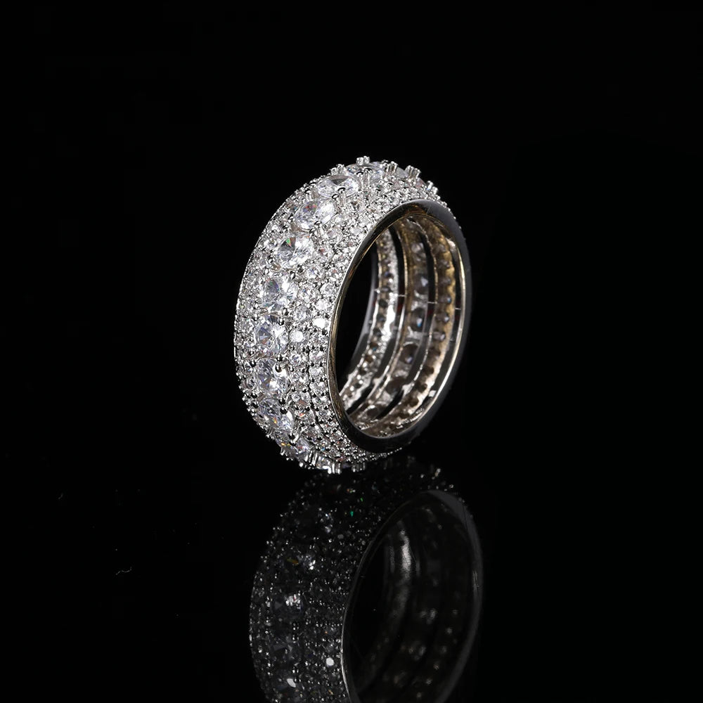 Cuban Ring Iced Out Stainless Steel 5-Row