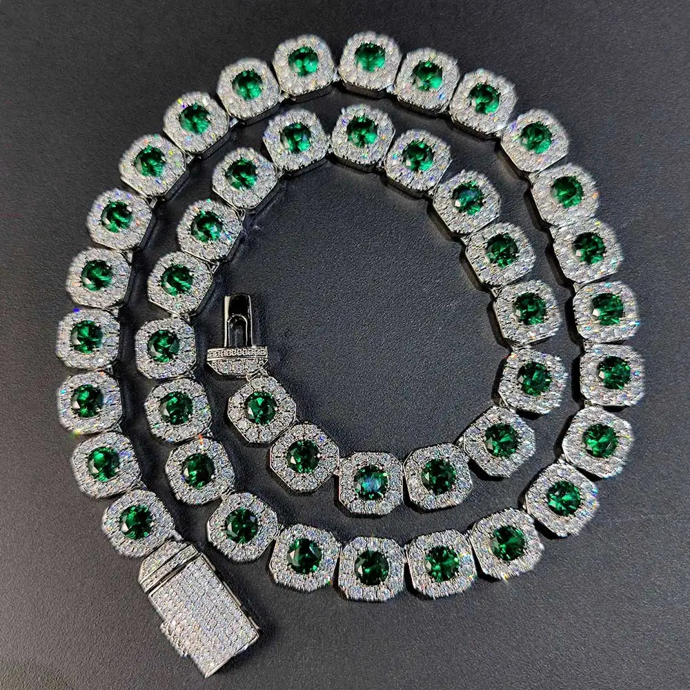 Tennis Chain Necklace Stainless Steel 12MM Cluster