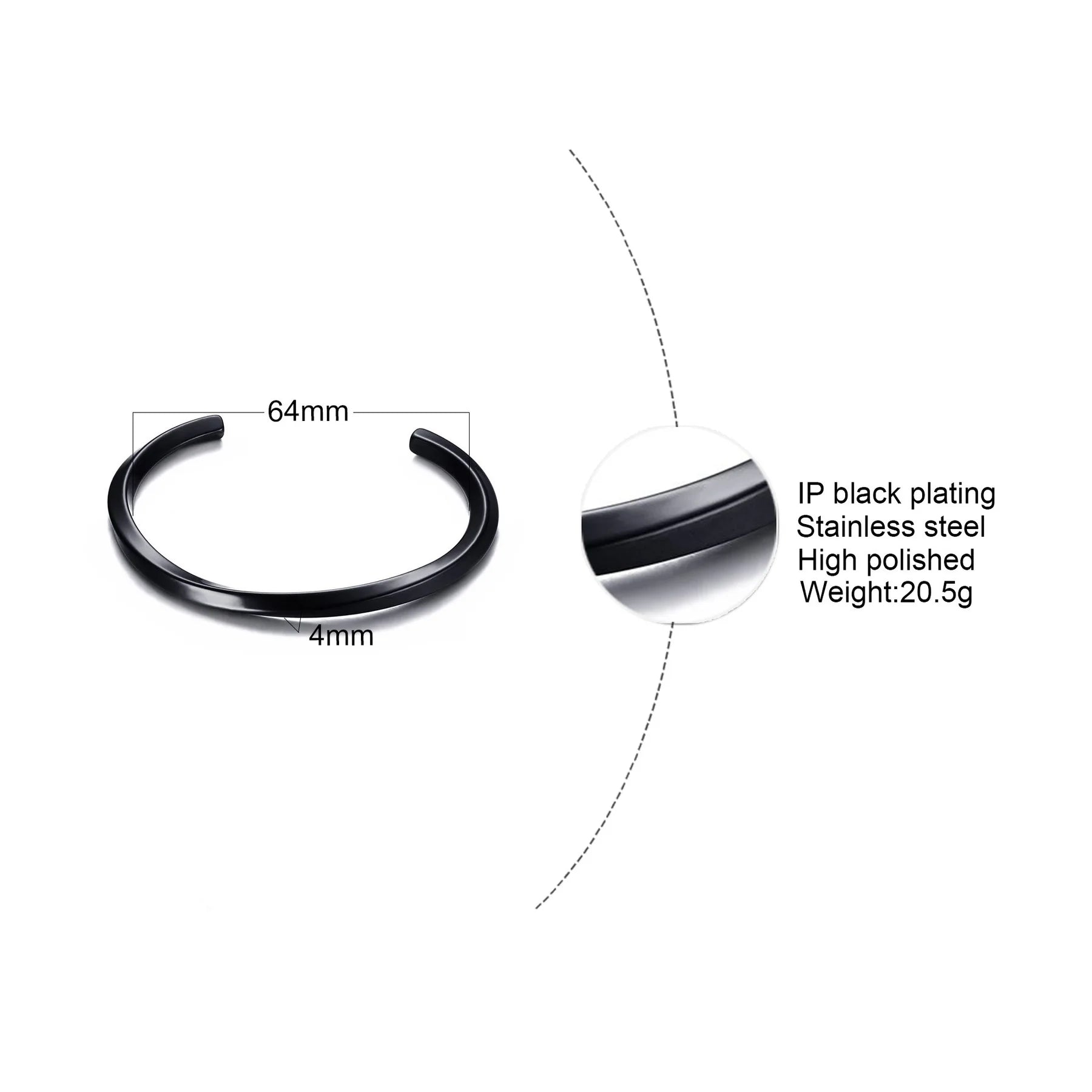 Minimal Thin Cuff Bangle Bracelet — Stainless Steel