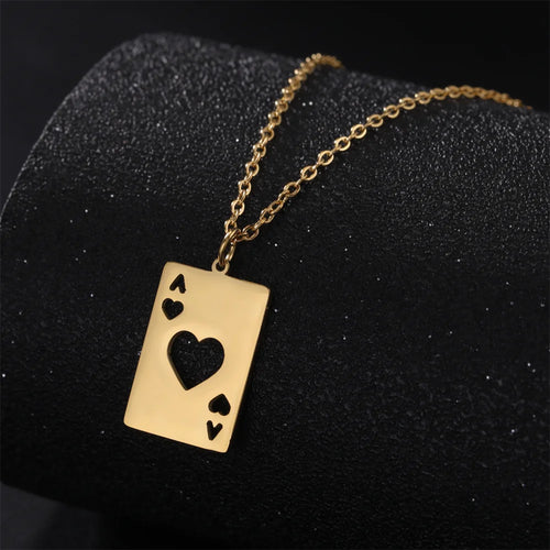 Ace of Spades Poker Pendant Necklace — Stainless Steel