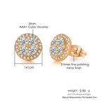 Iced Out Round Stud Earrings — Gold