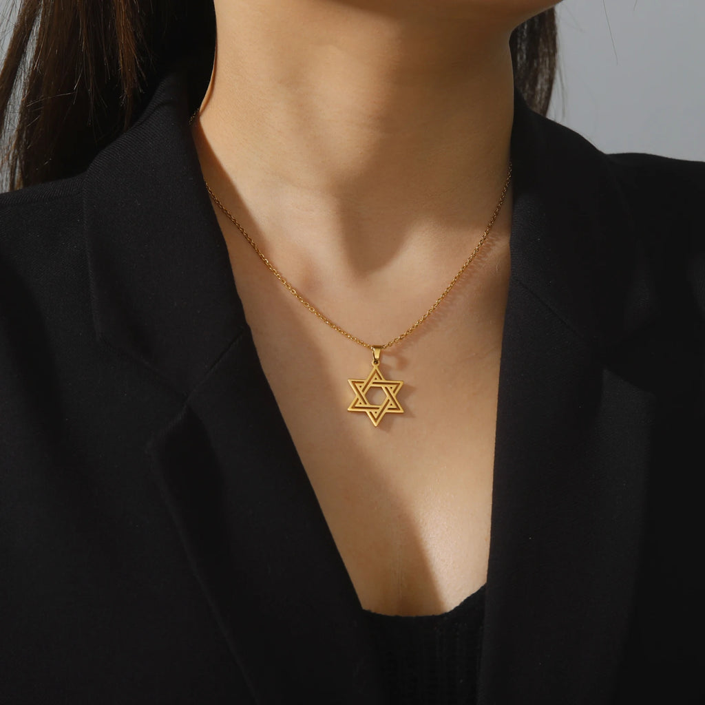 Simple Star of David Pendant Necklace — Stainless Steel