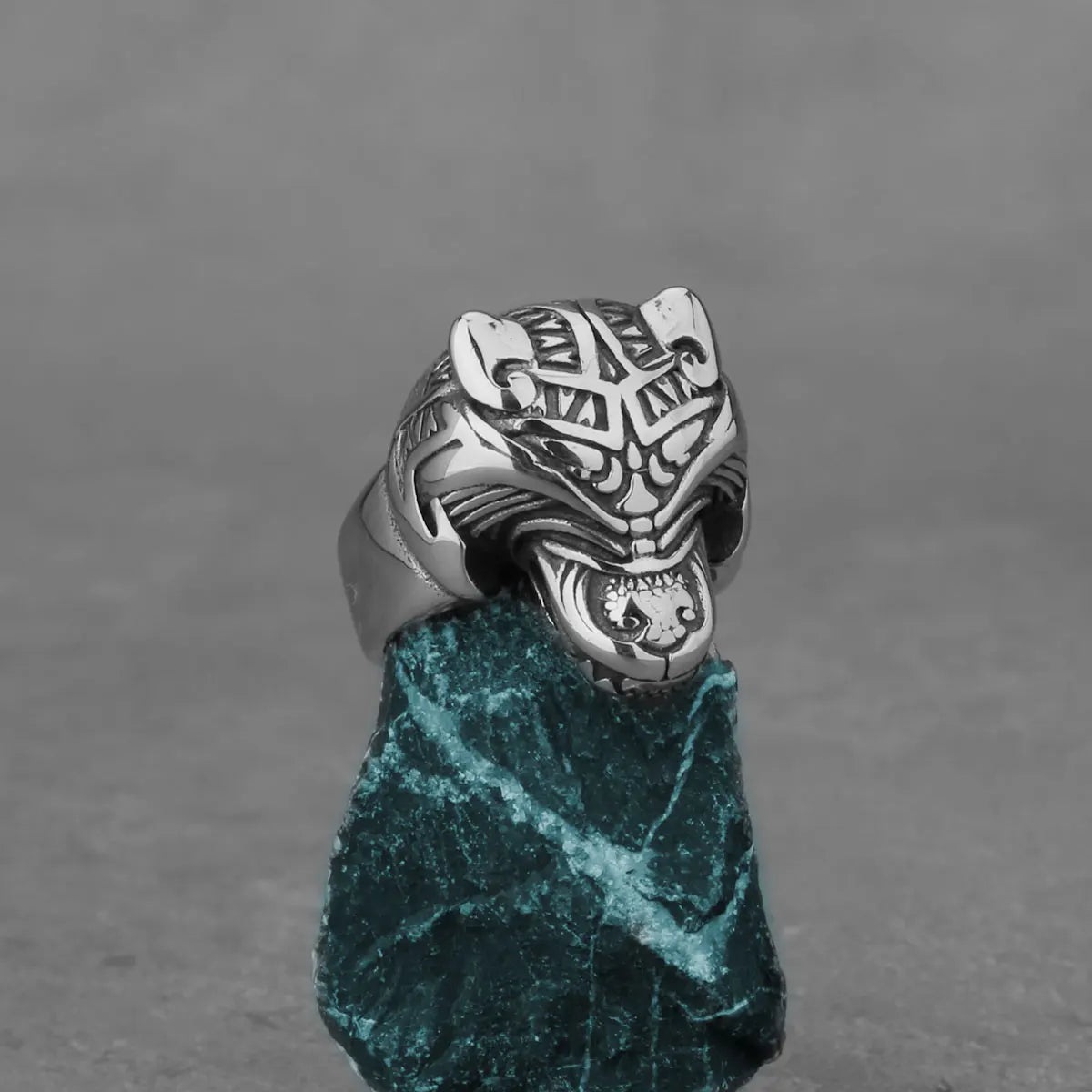 Viking Wolf Head Biker Ring — Stainless Steel