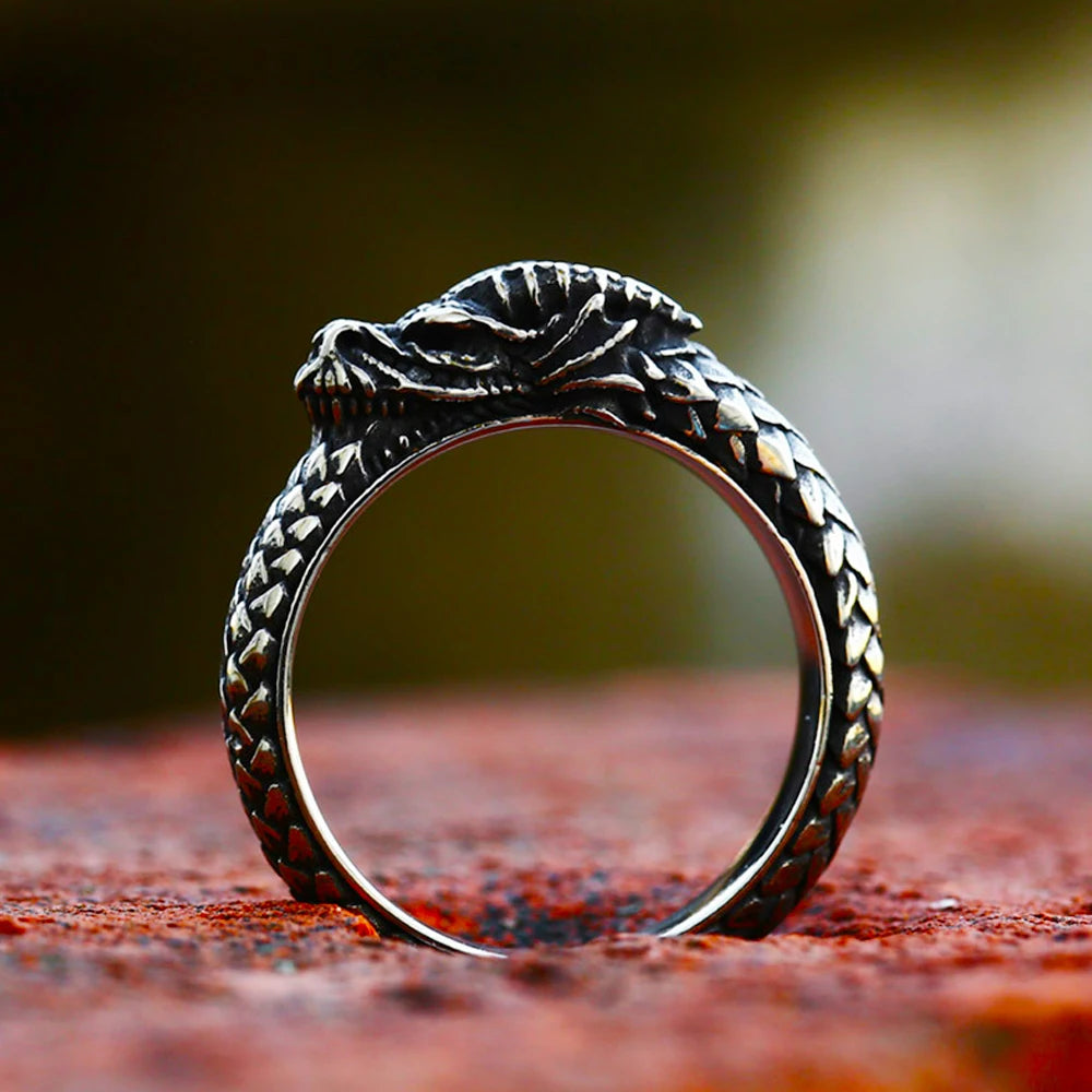 Viking Ouroboros Snake Ring — Stainless Steel