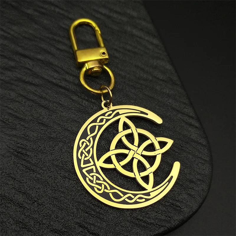 Celtic Steel Ring Crescent Irish Knot Key Witch