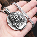 Jesus Round Pendant — Stainless Steel