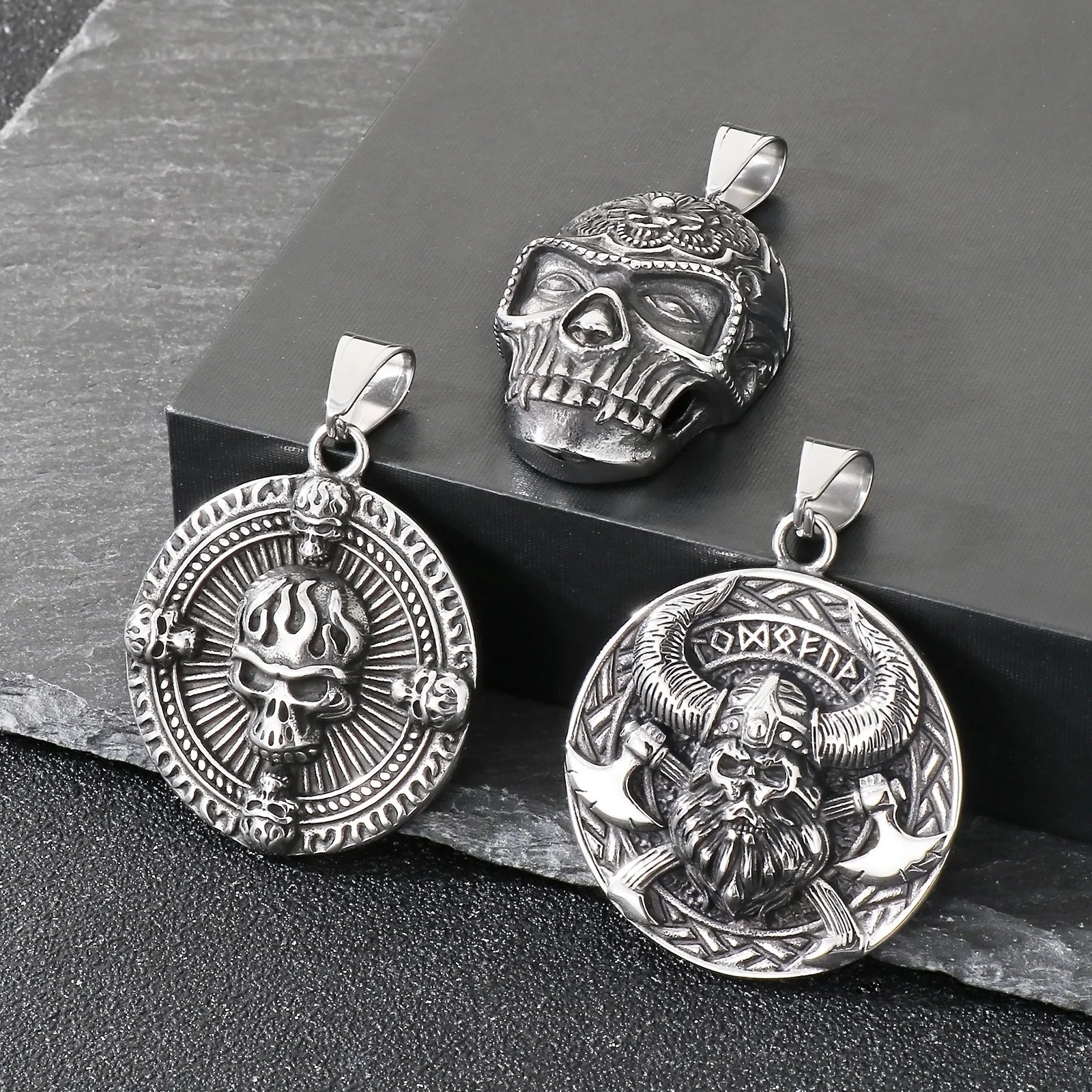 Ghost House Skull Pendant Necklace — Stainless
