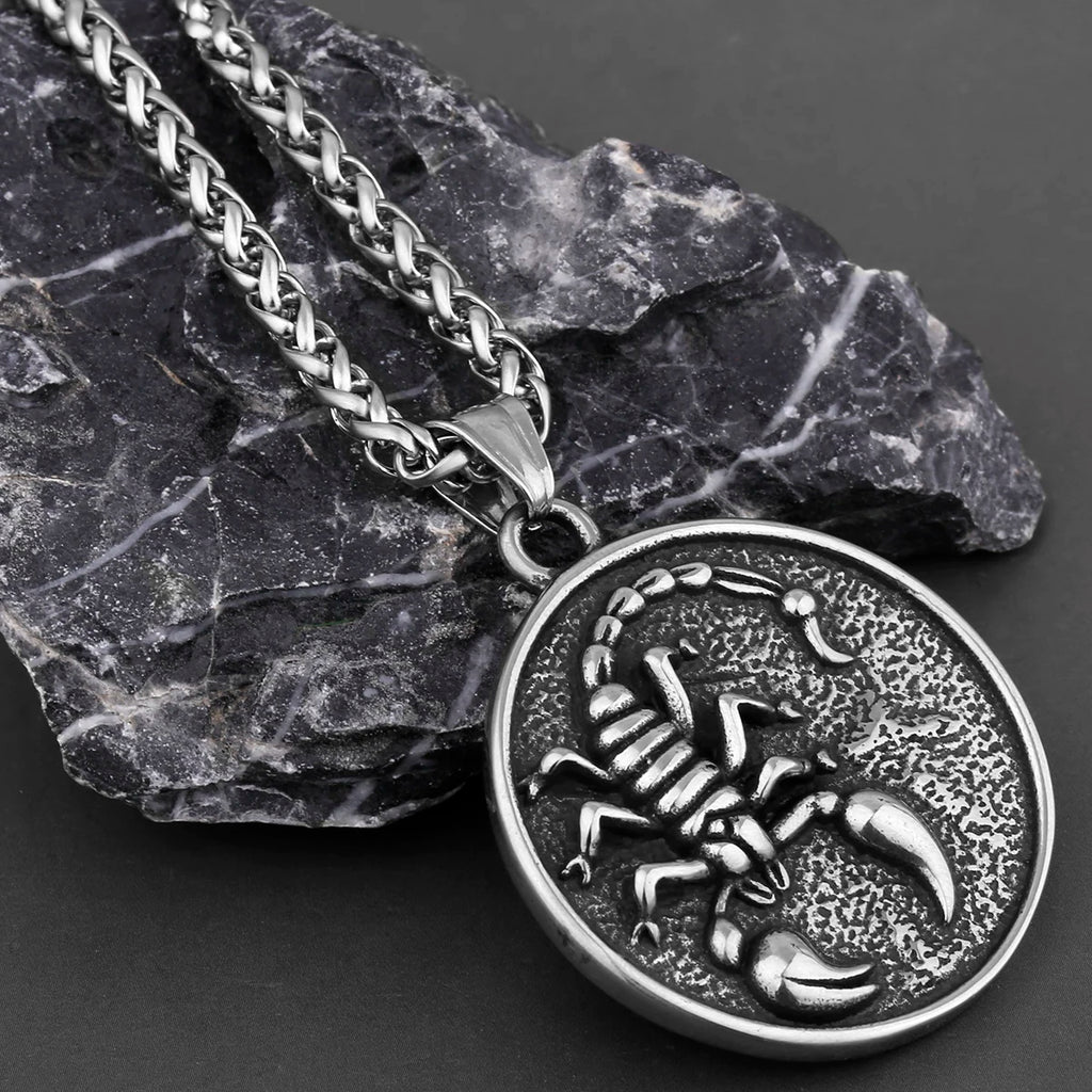 Stainless Steel Animal Scorpion Pendant Necklace Men's Black Gun Plated Biker Punk Hip Hop Jewelry Party Gift for Boyfriend
