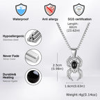 Gothic Punk Spider Totem Necklace for Men,Stainless Steel Black Onyx Inlaid Spider Pendant Necklace,Trend Halloween