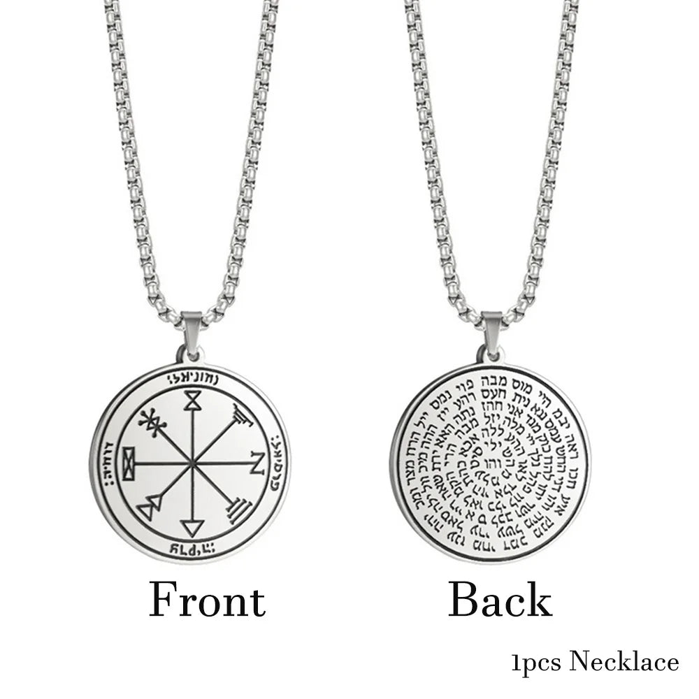EUEAVAN Key of Solomon Necklace Double Side Third Pentacle of the Venus Protection Love Stainless Steel Necklaces Amulet Jewelry