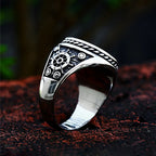 Skull Dagger Steel Ring Vintage Unique Double