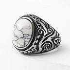 Gothic Dropshipping New Unisex 316L Stainless Steel Cool Punk Classic 3 Colour Stone Ring Pattern Hollowing Anels Anniversary