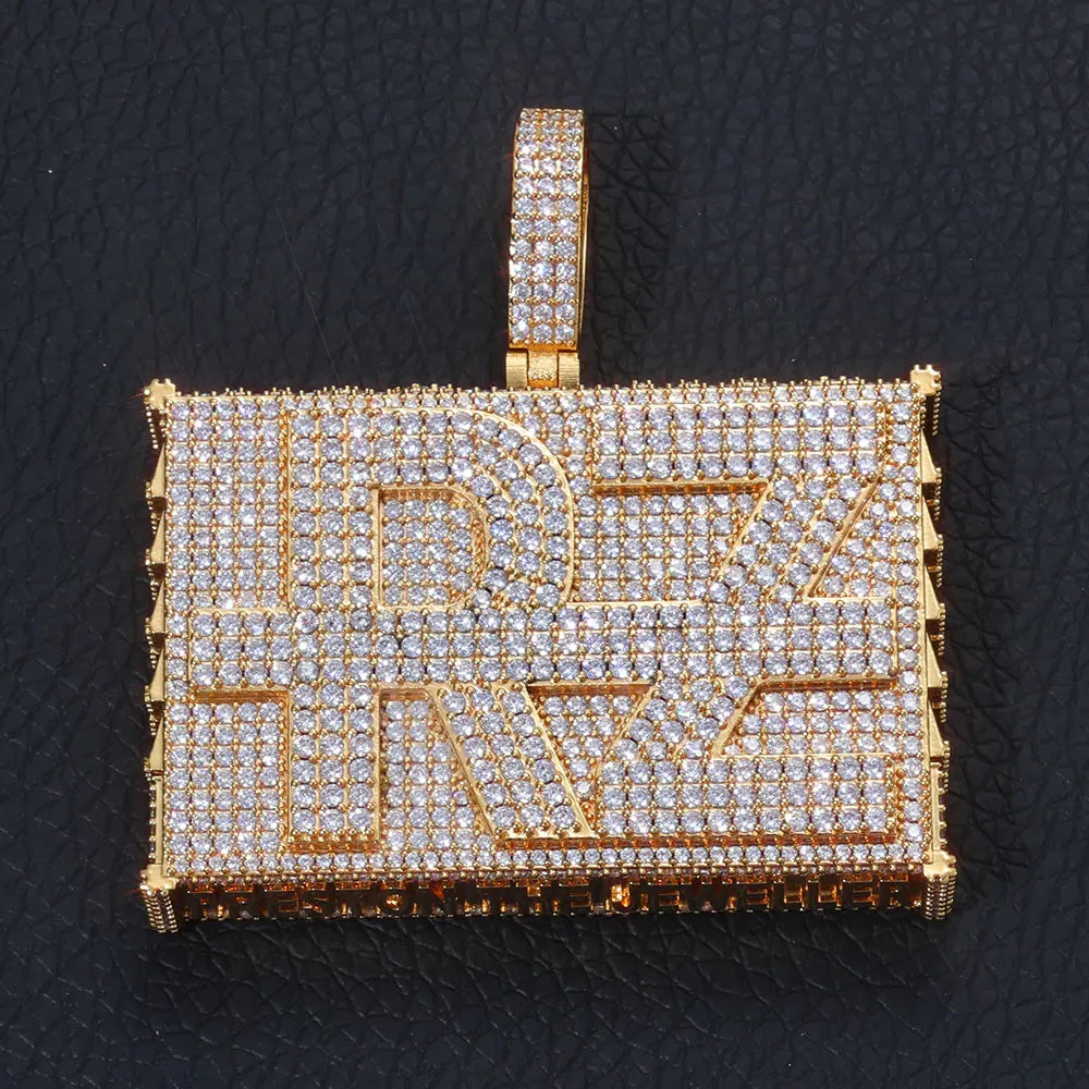 Iced Out Letter Pendant Square 2-Inch