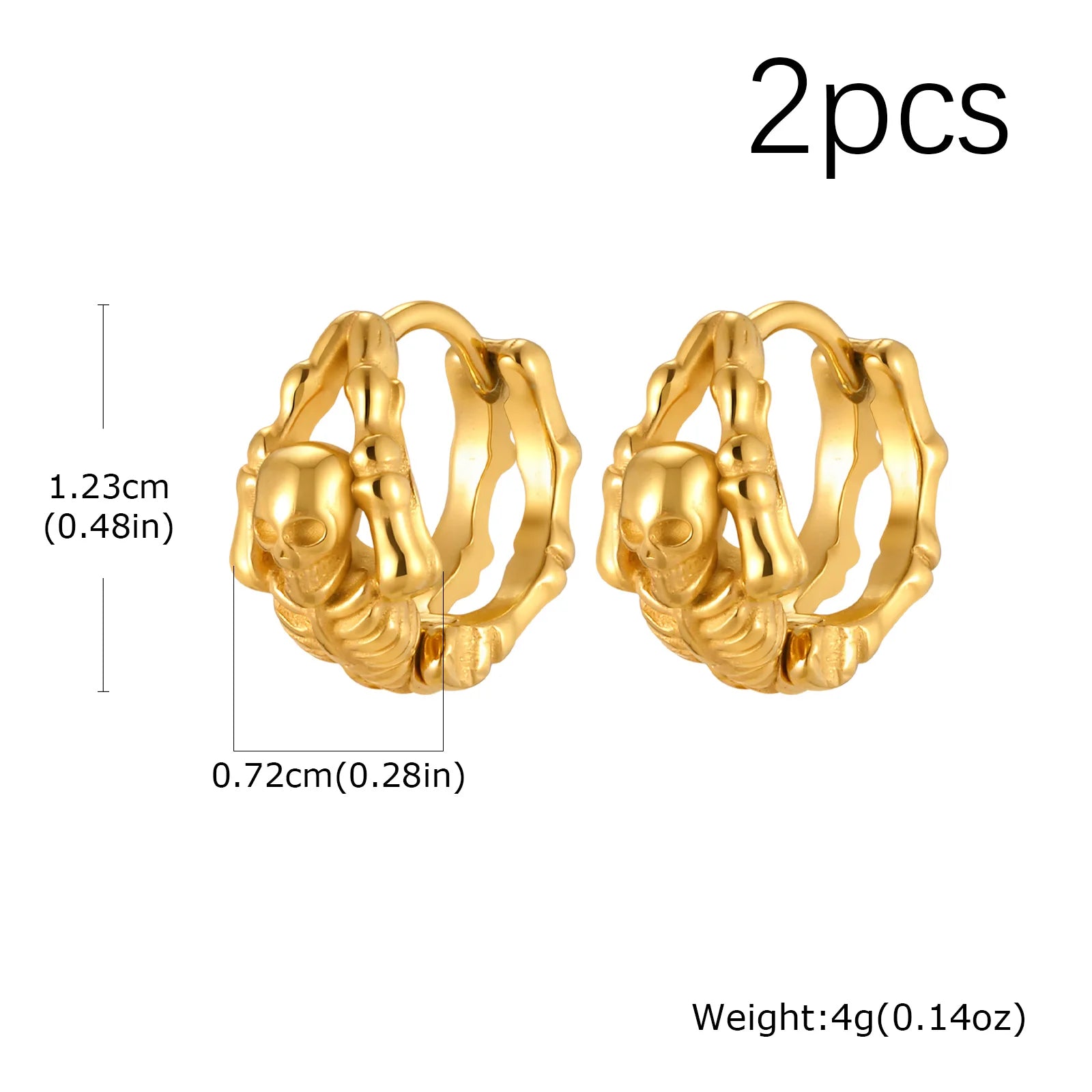 Skeleton Huggie Hoop Earrings — Stainless Steel