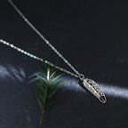 Kinitial Boho Feather Pendant Male Necklace For Women Men Stainless Steel Silver Color Leaf Chain Jewelry Gift collar