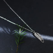 Kinitial Boho Feather Pendant Male Necklace For Women Men Stainless Steel Silver Color Leaf Chain Jewelry Gift collar