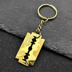 Jesus Gold Pendant Blade Razor Shape Key Keyring
