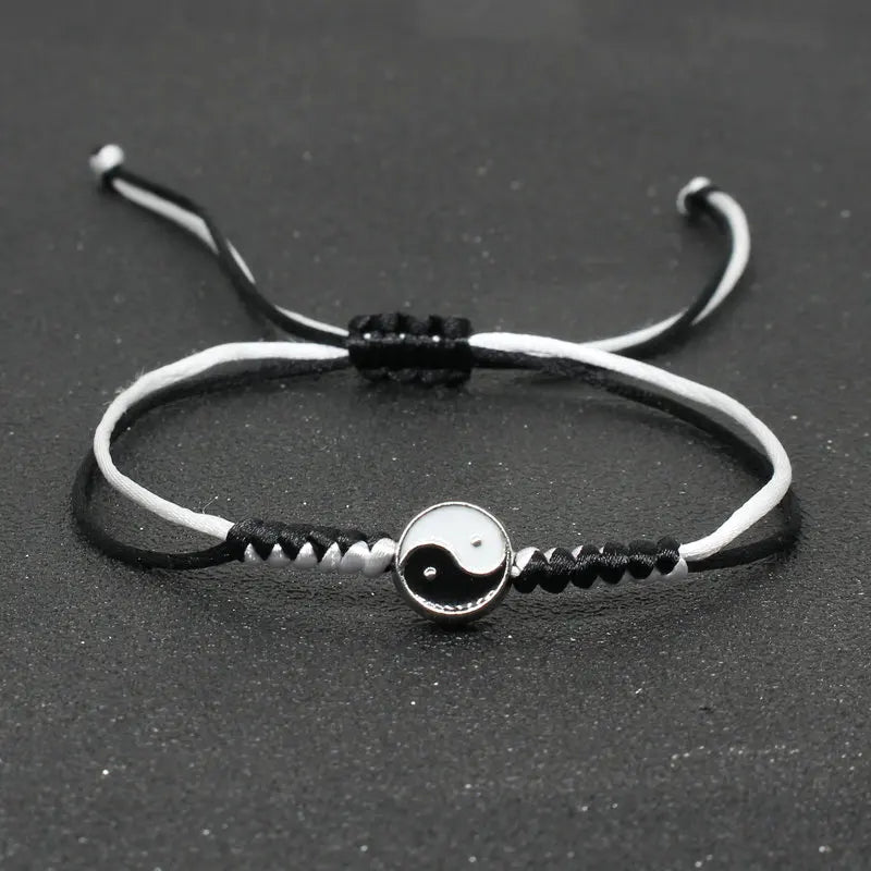 Yin Yang Braided String Bracelet — Adjustable, Multiple Colors