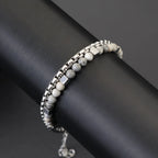 Punk 2Pcs/set Natural Stone Bracelet Men Stainless Steel Chain Tiger Eyes Hematite Beaded Braslet Cool Boyfriend Gifts For Him