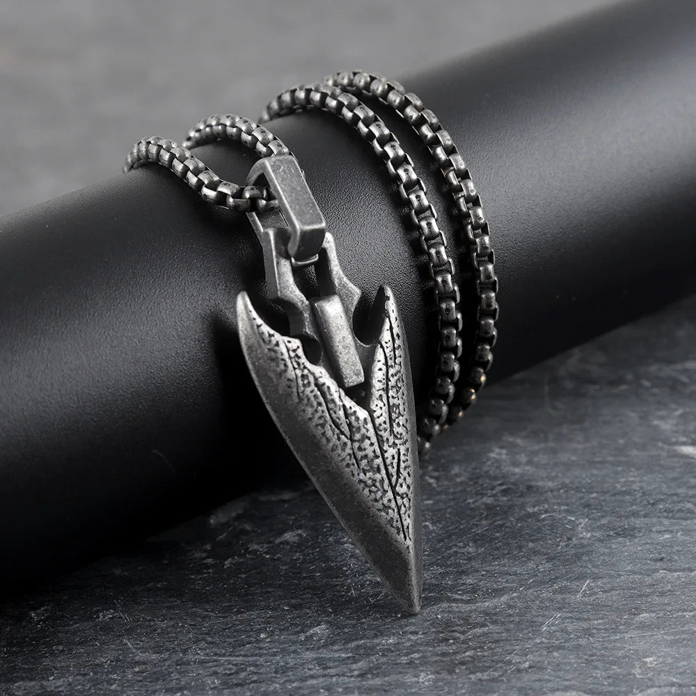 Silver Viking Spear Pendant Necklace Norse