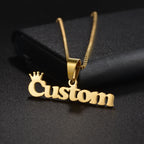 Atoztide 50cm Personalized Custom Names Pendant Necklace Stainless Steel Gold Color Cuban Thick Chain for Men Women Jewelry Gift